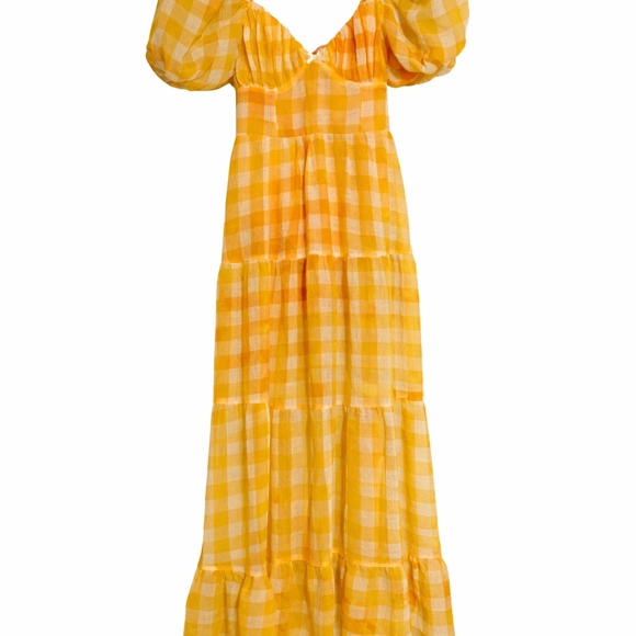 For Love And Lemons Yellow Gingham Maxi Dress - Picture 2 of 9